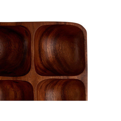 Orsina Kora Acacia Wood 4-Section Serving Dish | Hand-Carved Tray