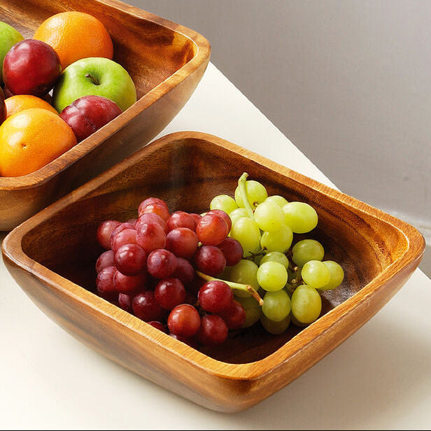 Orsina Kora Large Square Acacia Wood Serving Bowl – Handcrafted