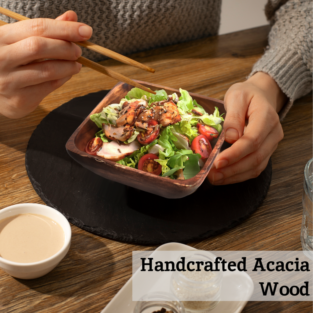 Orsina Kora Acacia Wood Small Square Serving Bowl – Handcrafted Snack Bowl