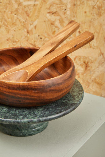 Orsina Kora Large Round Acacia Wood Salad Bowl – Hand-Carved 12"