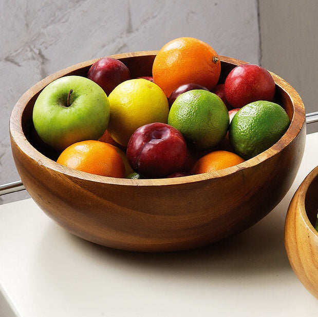Orsina Kora Acacia Wood Fruit and Salad Bowl – Modern Serving Bowl