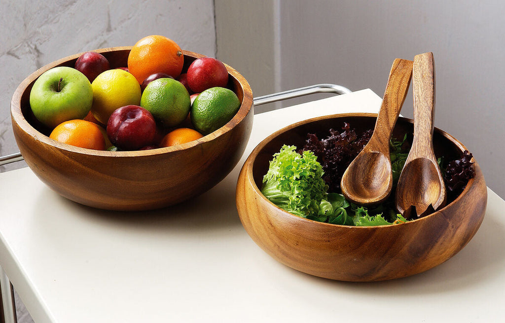 Orsina Kora Acacia Wood Fruit and Salad Bowl – Modern Serving Bowl