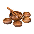 Orsina Kora Acacia 7 Piece Salad Serving Set – Modern Wood Tableware