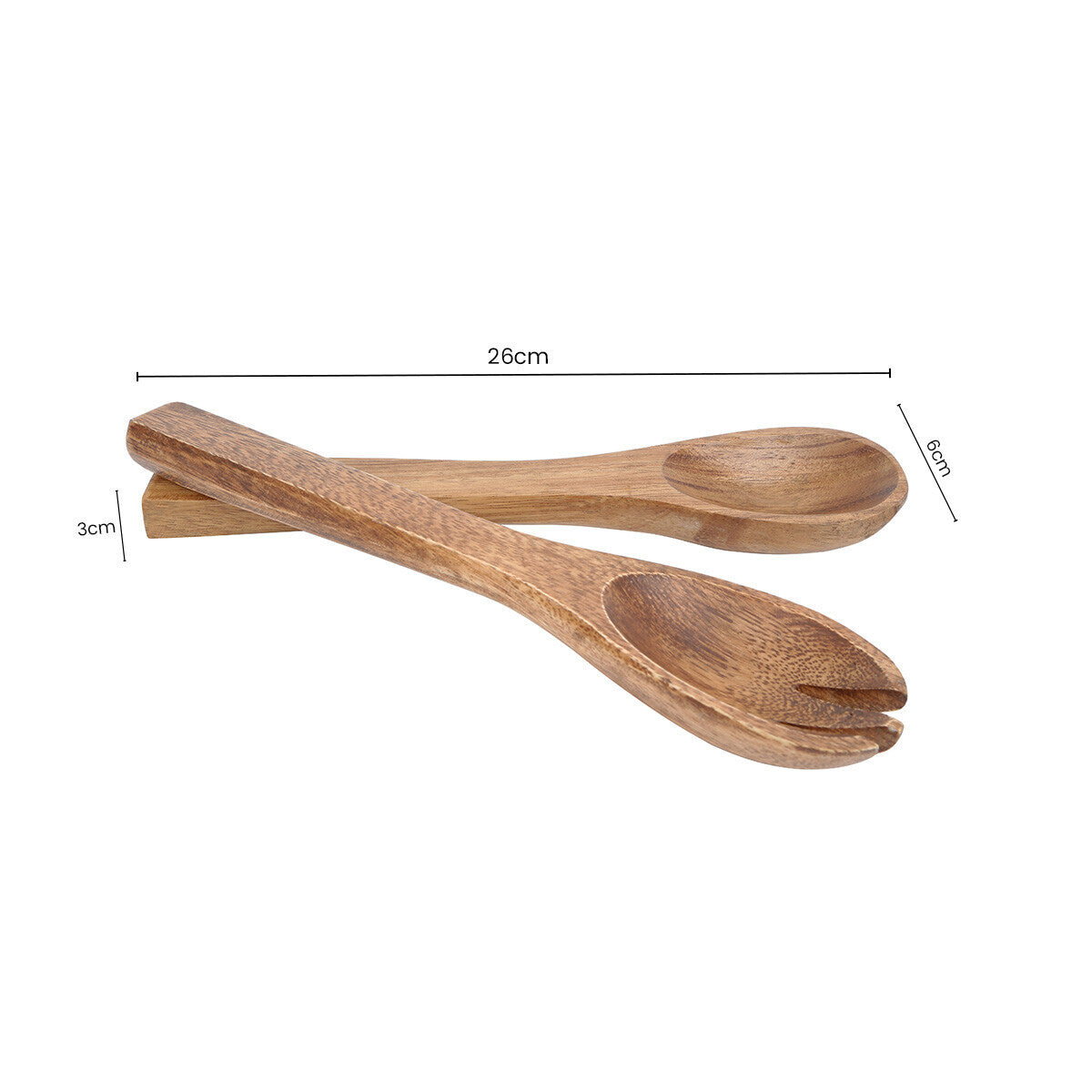 Orsina Kora Acacia Wood Small Salad Servers | Modern Serving Set