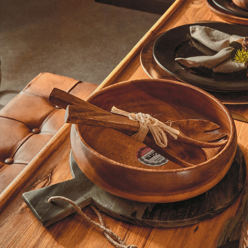 Orsina Kora Acacia Wood Small Salad Servers | Modern Serving Set