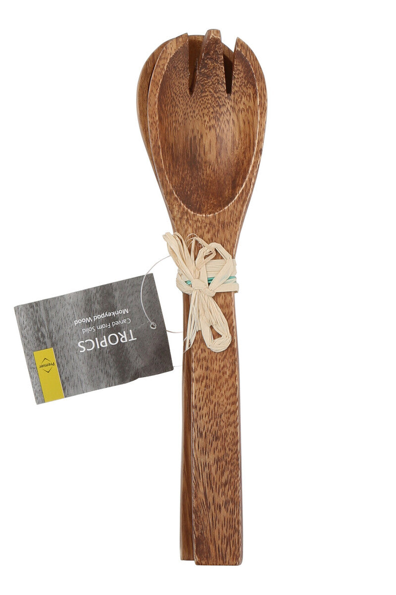 Orsina Kora Acacia Wood Small Salad Servers | Modern Serving Set