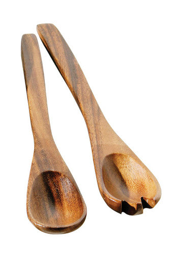 Orsina Kora Large Acacia Wood Salad Servers – Handcrafted Brown Set