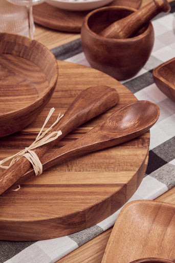 Orsina Kora Large Acacia Wood Salad Servers – Handcrafted Brown Set