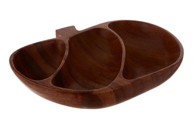 Orsina Acacia Wood 3-Section Apple Shaped Serving Dish – Natural