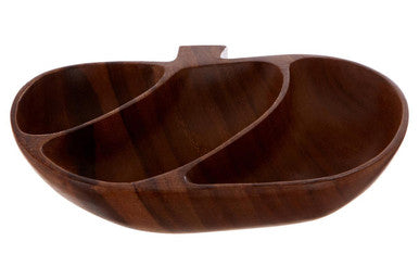 Orsina Acacia Wood 3-Section Apple Shaped Serving Dish – Natural