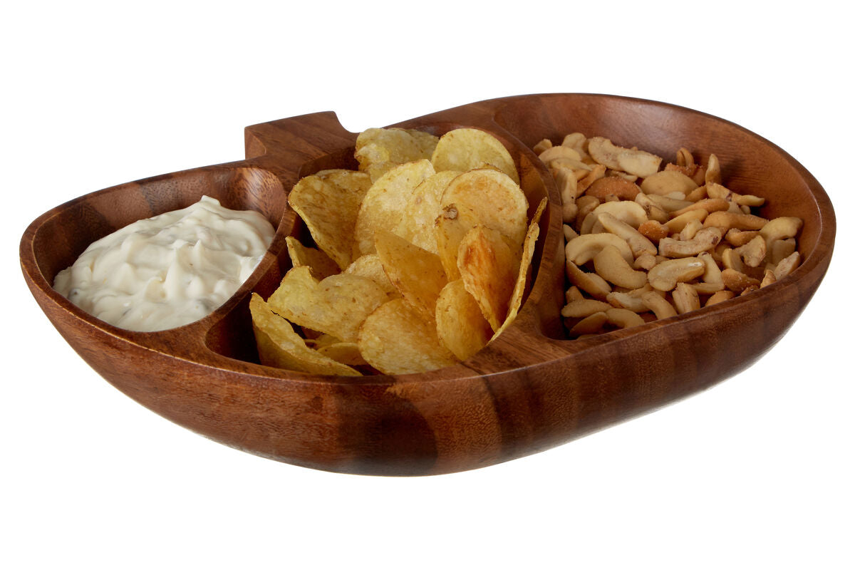 Orsina Acacia Wood 3-Section Apple Shaped Serving Dish – Natural