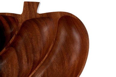 Orsina Acacia Wood 3-Section Apple Shaped Serving Dish – Natural
