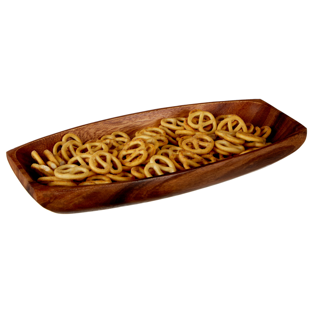 Orsina Kora Small Oblong Acacia Wood Serving Platter - Hand-Carved