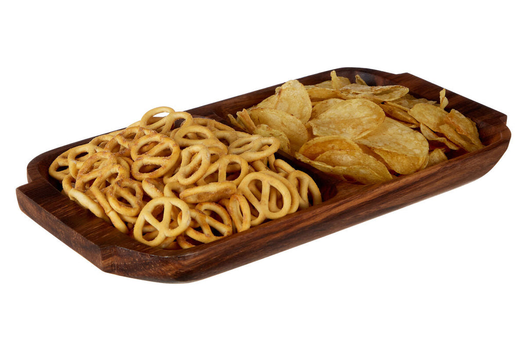 Orsina Kora Acacia Wood 2-Section Serving Dish with Handles