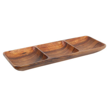 Orsina Kora Acacia Wood 3-Section Rectangular Serving Dish