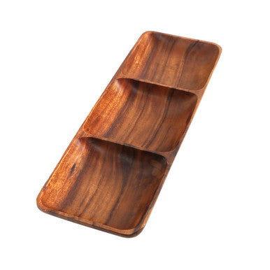 Orsina Kora Acacia Wood 3-Section Rectangular Serving Dish