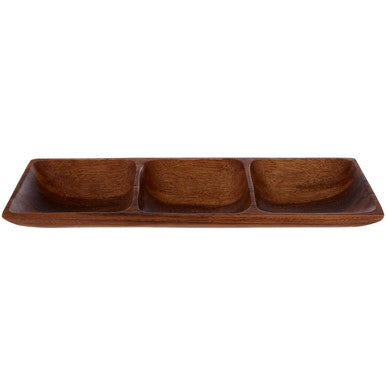 Orsina Kora Acacia Wood 3-Section Rectangular Serving Dish