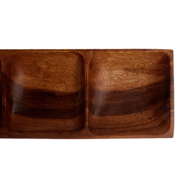 Orsina Kora Acacia Wood 3-Section Rectangular Serving Dish