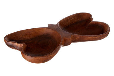 Orsina Kora Acacia Wood Butterfly Serving Dish – 2-Section Snack Tray