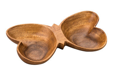 Orsina Kora Acacia Wood Butterfly Serving Dish – 2-Section Snack Tray