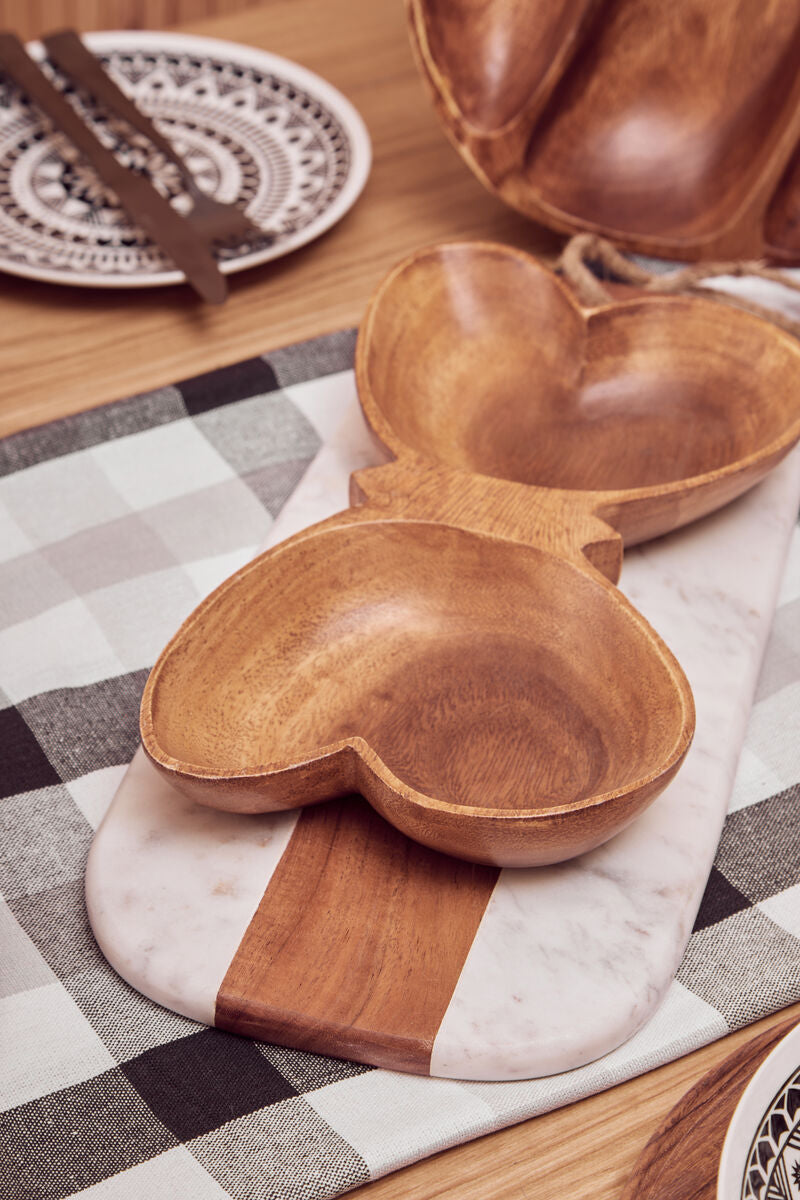 Orsina Kora Acacia Wood Butterfly Serving Dish – 2-Section Snack Tray