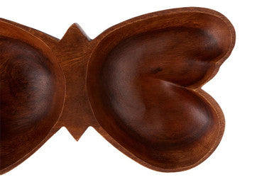 Orsina Kora Acacia Wood Butterfly Serving Dish – 2-Section Snack Tray