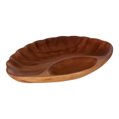 Orsina Kora Acacia Wood Chip and Dip Serving Dish – Clamshell Design