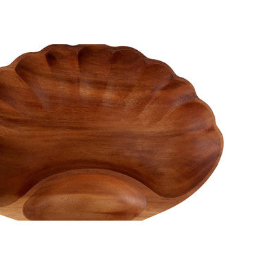 Orsina Kora Acacia Wood Chip and Dip Serving Dish – Clamshell Design