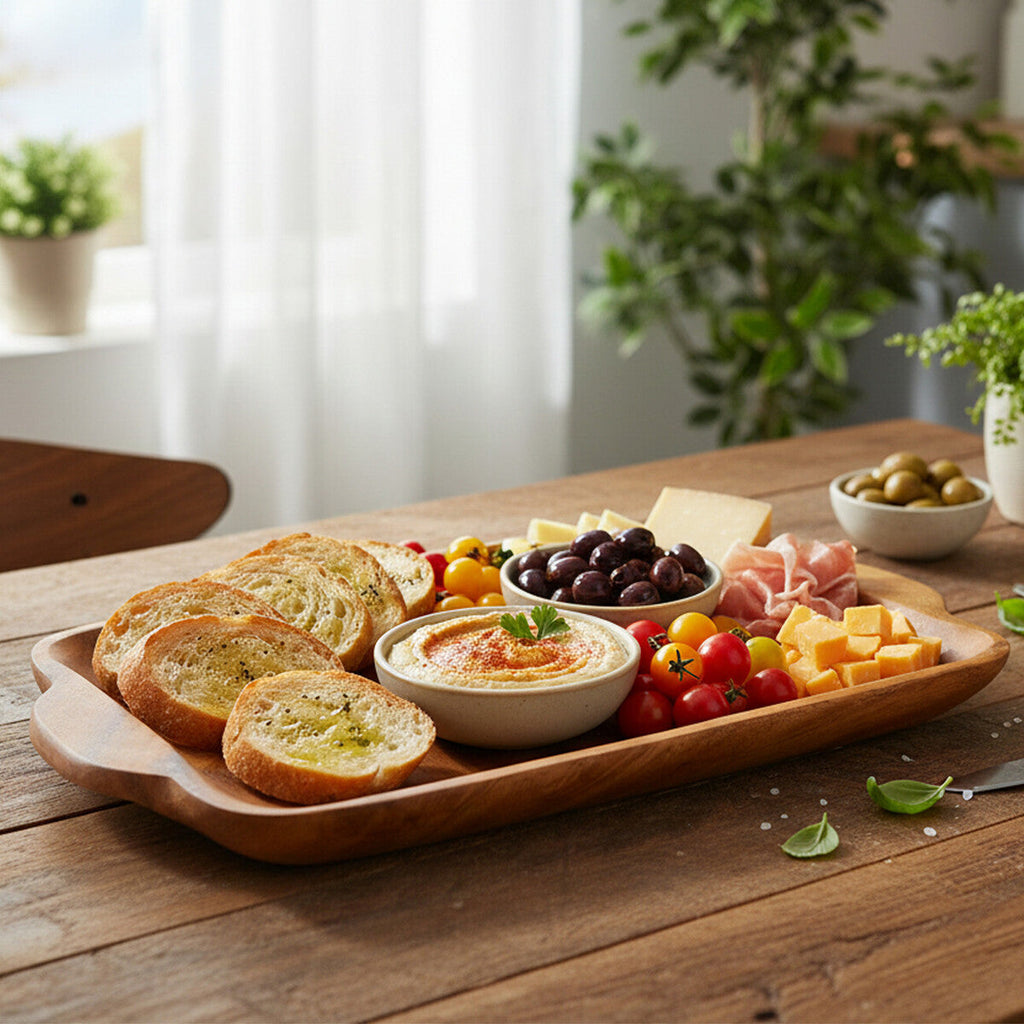 Orsina Kora Acacia Wood Serving Platter | Handcrafted Rectangular Tray