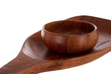 Orsina Acacia Wood Paddle Board and Dip Bowl Set – Natural Finish