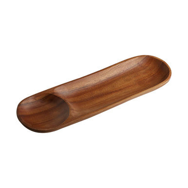 Orsina Kora Acacia Wood Oval Chip and Dip Tray – Modern Serving Platter
