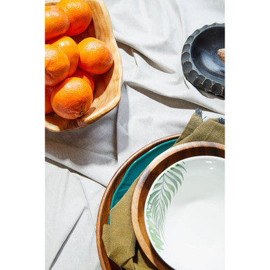 Orsina Kora Large Round Acacia Wood Plate – Hand-Carved Serving Platter