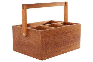 Orsina Socorro Acacia Wood Cutlery Caddy – 4-Compartment Organizer