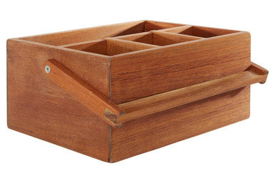 Orsina Socorro Acacia Wood Cutlery Caddy – 4-Compartment Organizer