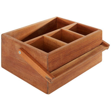 Orsina Socorro Acacia Wood Cutlery Caddy – 4-Compartment Organizer