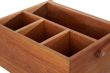 Orsina Socorro Acacia Wood Cutlery Caddy – 4-Compartment Organizer