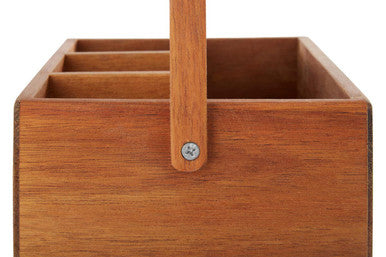 Orsina Socorro Acacia Wood Cutlery Caddy – 4-Compartment Organizer