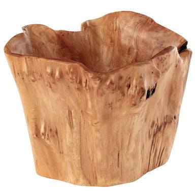 Cedarwood Tall Bowl | Orsina Hand-Carved Sculptural Wooden Decor