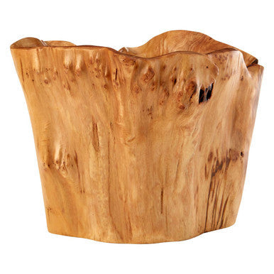 Cedarwood Tall Bowl | Orsina Hand-Carved Sculptural Wooden Decor