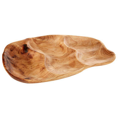 Orsina Savin 3-Section Serving Dish – Hand-Carved Cedarwood Platter