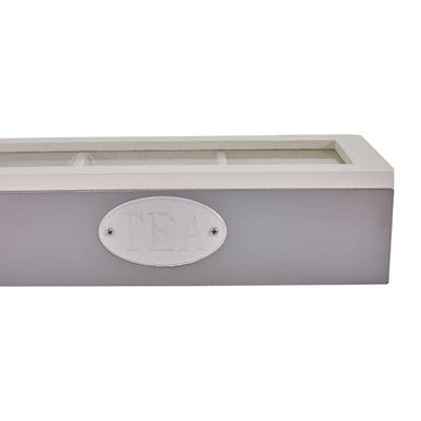 Orsina Tahara 3 Compartment Tea Storage Box | Grey Wood & Glass Lid
