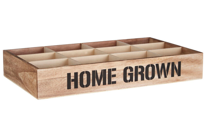 Orsina Naresso 12-Compartment Wooden Herb and Seed Crate – Brown