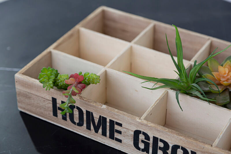 Orsina Naresso 12-Compartment Wooden Herb and Seed Crate – Brown
