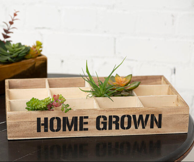 Orsina Naresso 12-Compartment Wooden Herb and Seed Crate – Brown