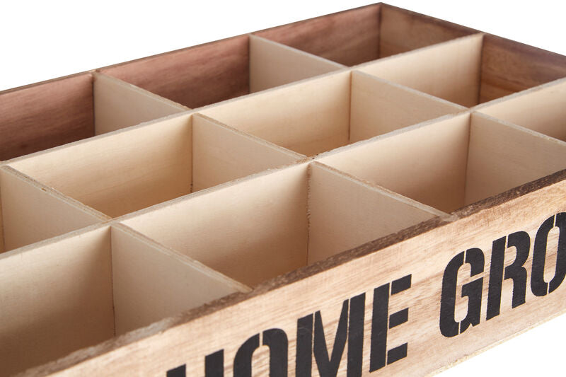 Orsina Naresso 12-Compartment Wooden Herb and Seed Crate – Brown