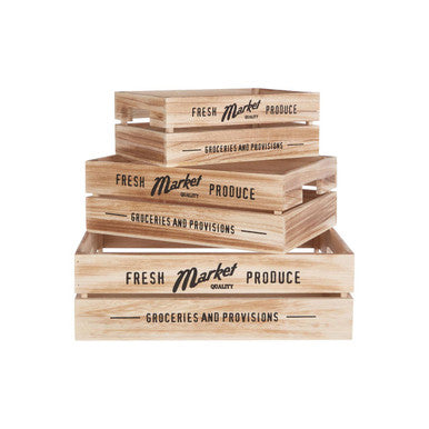 Orsina Naresso Natural Paulownia Wood Provision Crates | Set of 3