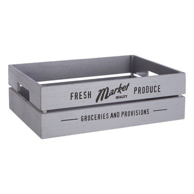 Orsina Naresso Grey Wood Provision Crates | Set of 3 Stackable Bins