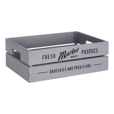 Orsina Naresso Grey Wood Provision Crates | Set of 3 Stackable Bins