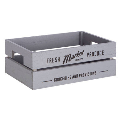 Orsina Naresso Grey Wood Provision Crates | Set of 3 Stackable Bins