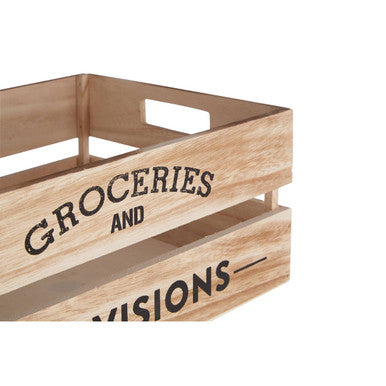 Orsina Naresso Natural Wood Slatted Crate for Kitchen and Pantry